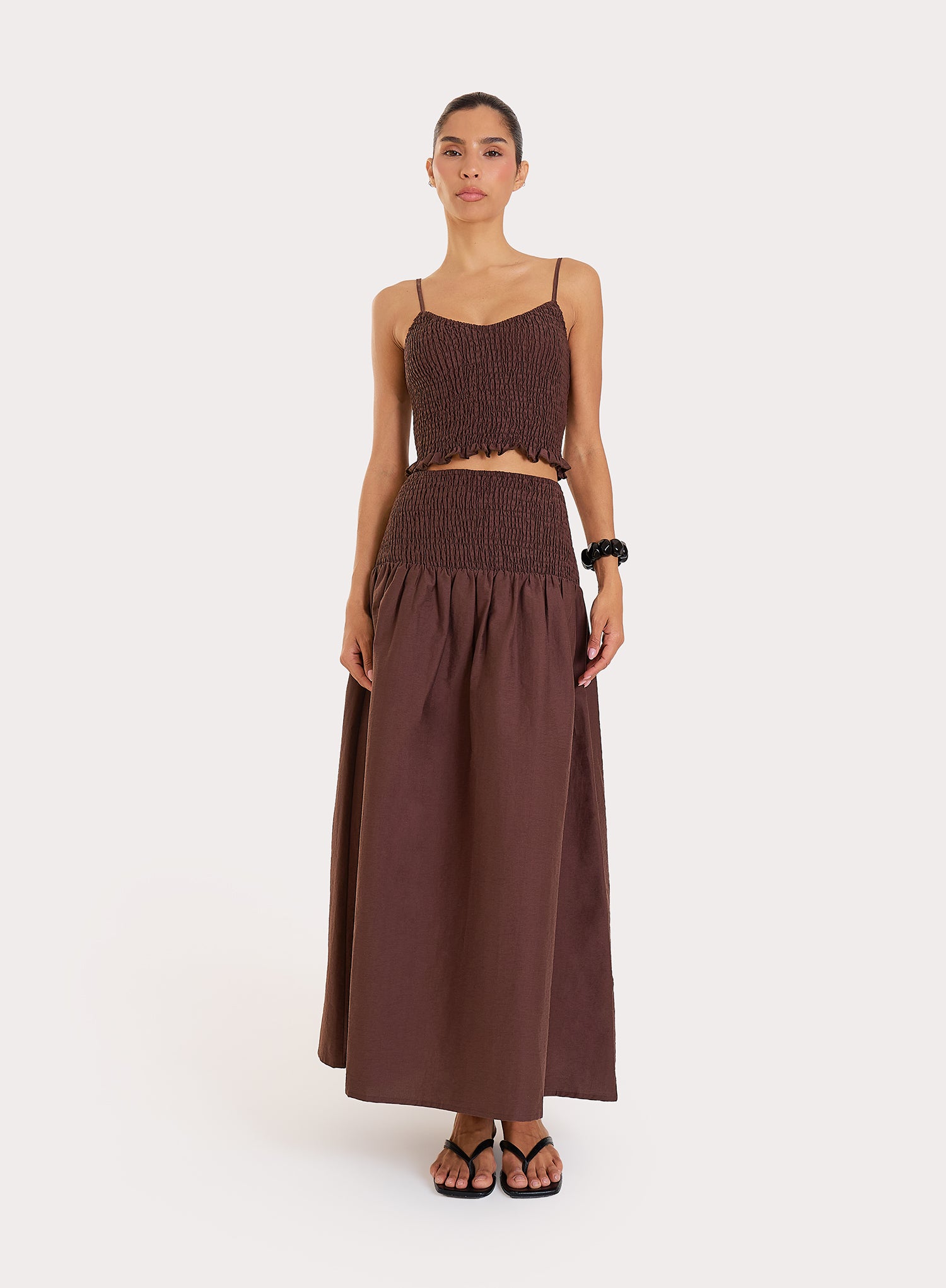 Chocolate Shirred Crop Top